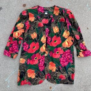 Vintage floral blazer Sz 20 jacket preloved shoulder pads positive attitude USA
